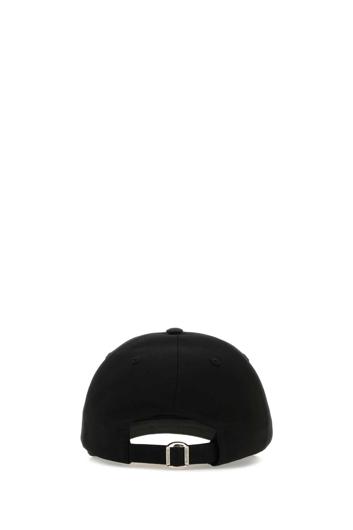 Valentino Garavani Women Black Stretch Cotton Baseball Cap