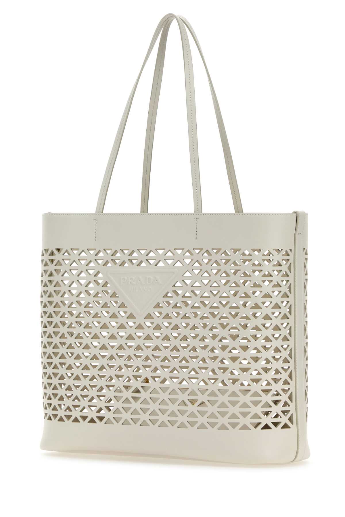 Prada Women White Leather Shopping Bag