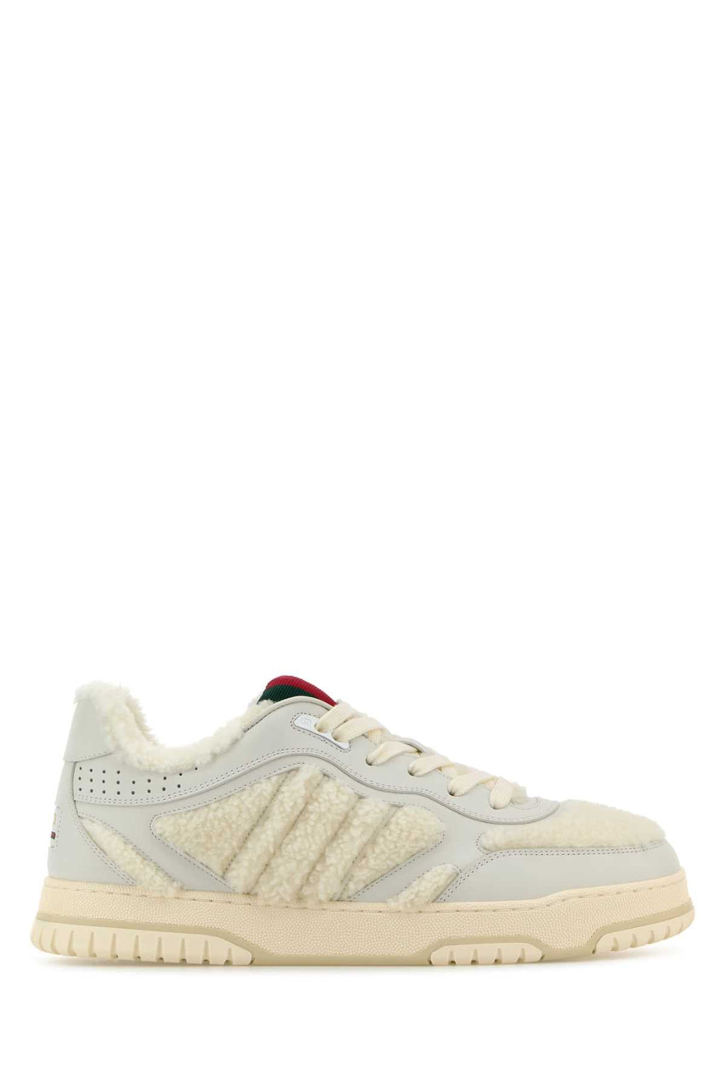 Gucci Women White Leather And Teddy Re-Web Sneakers