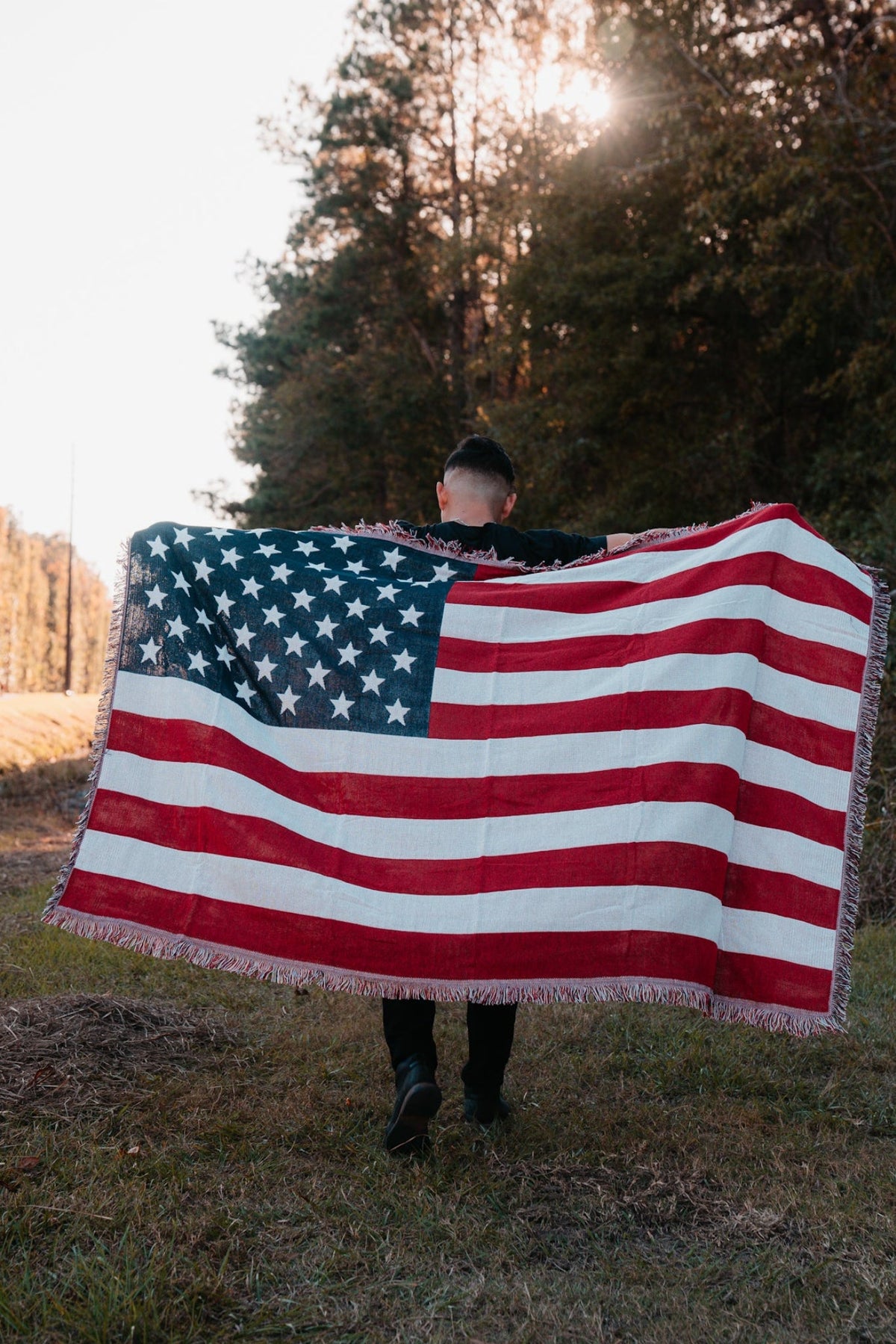 American Flag Jacquard Blanket