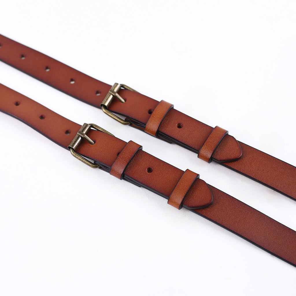 Leather Suspenders For Men Adjustable Brown Genuine Leather Suspenders Groomsmen Gifts for Wedding
