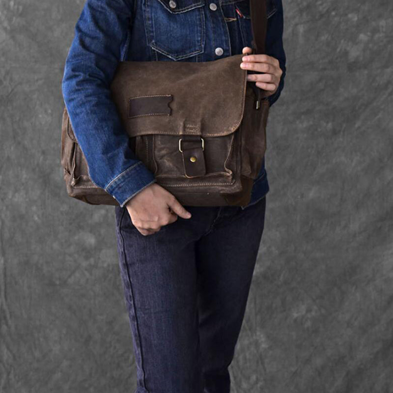 Large Capacity Men Shoulder Bag Canvas Men Messenger Bag Satchel Bag