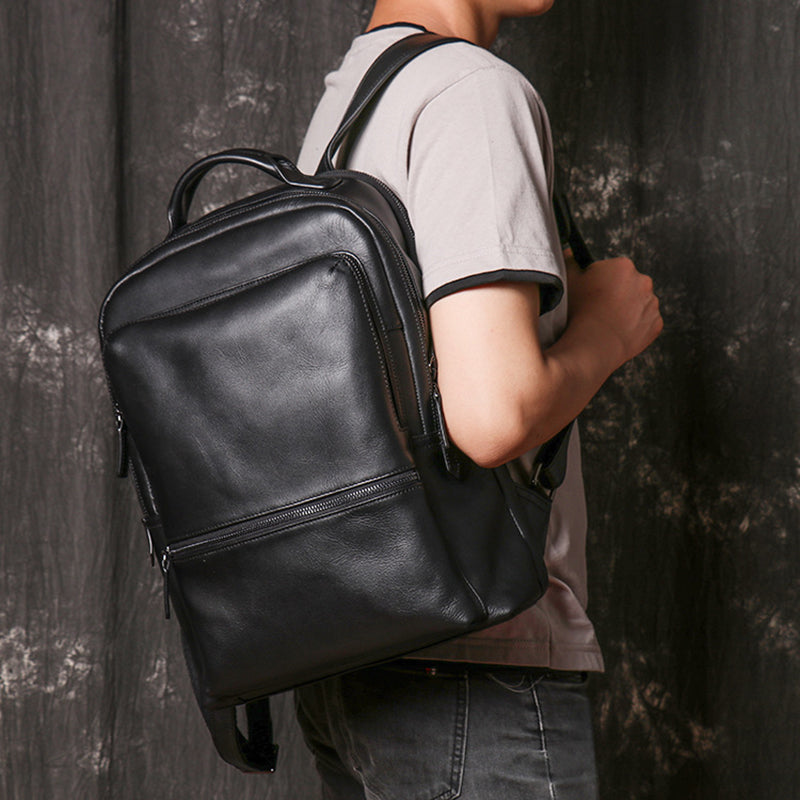 Full Grain Leather Backpack For Men, Leather Travel Backpack Stylish Laptop Backpack
