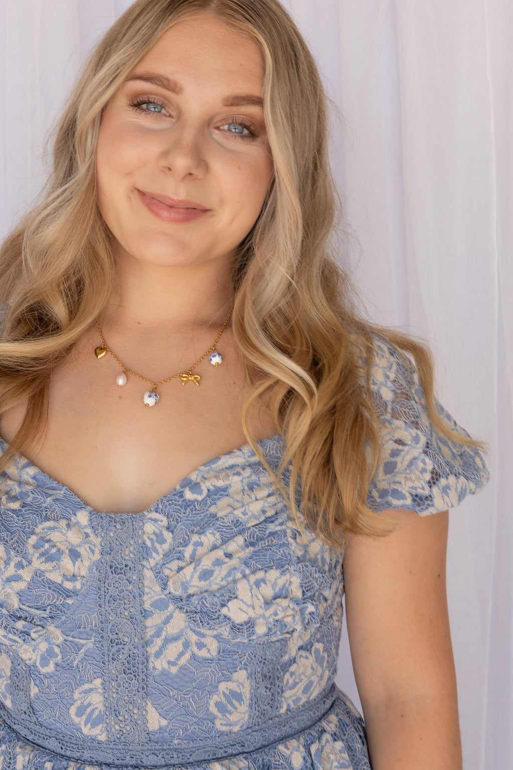 Bella Charm Necklace in Blue