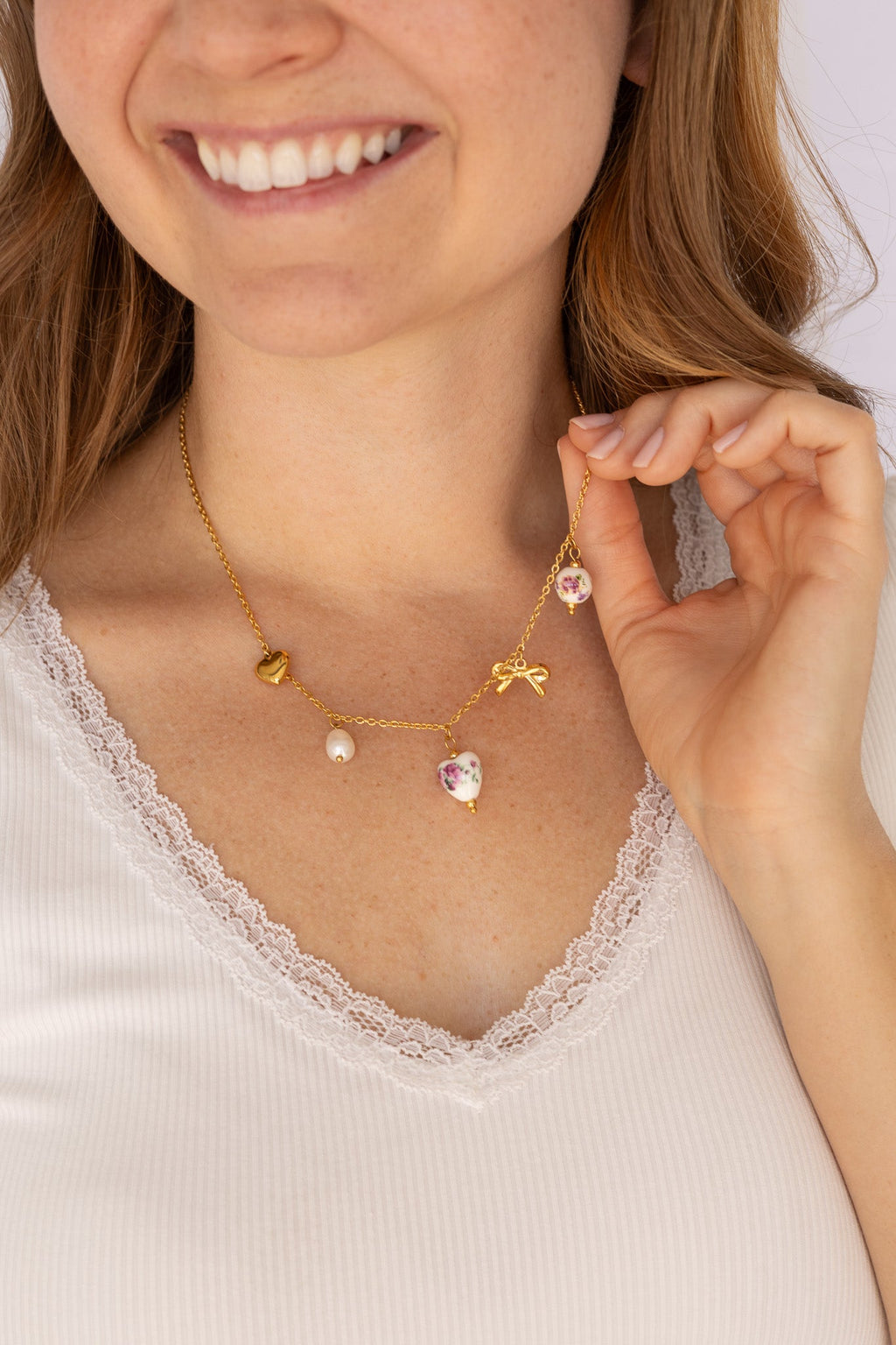 Bella Charm Necklace in Rose