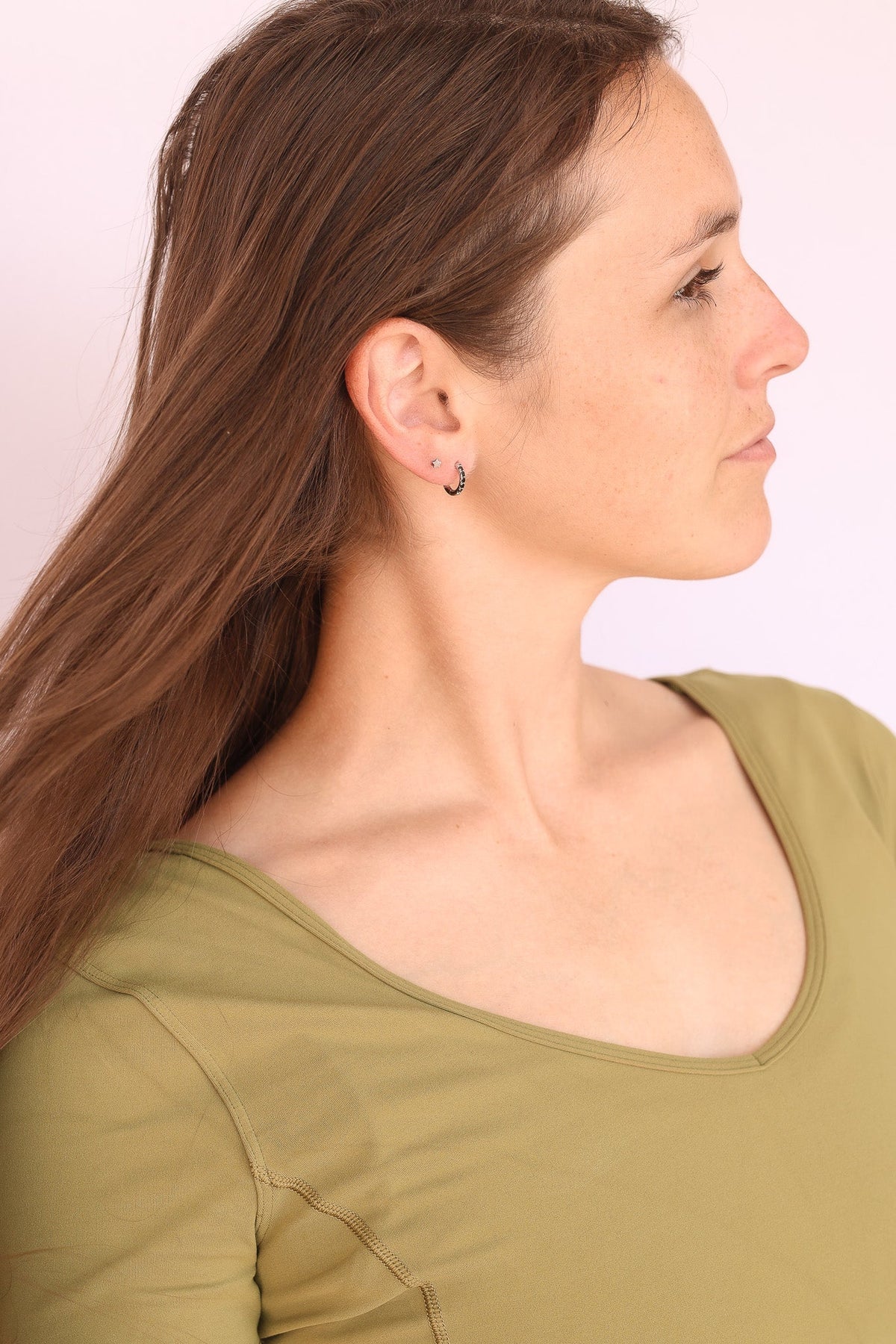 Micro Crystal Hoop in Black