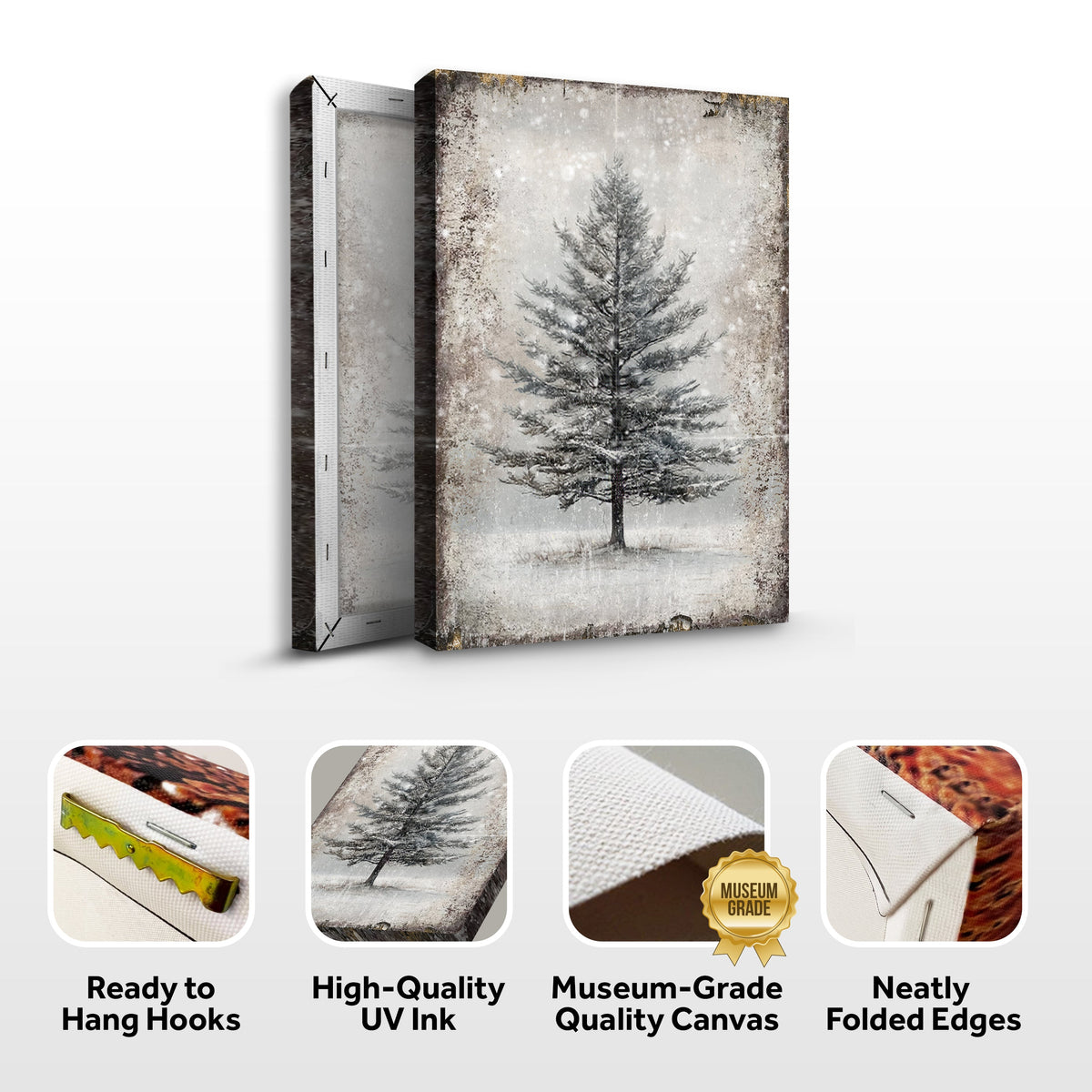 Vintage Christmas Tree Wall Art with Free Christmas Recipe Book