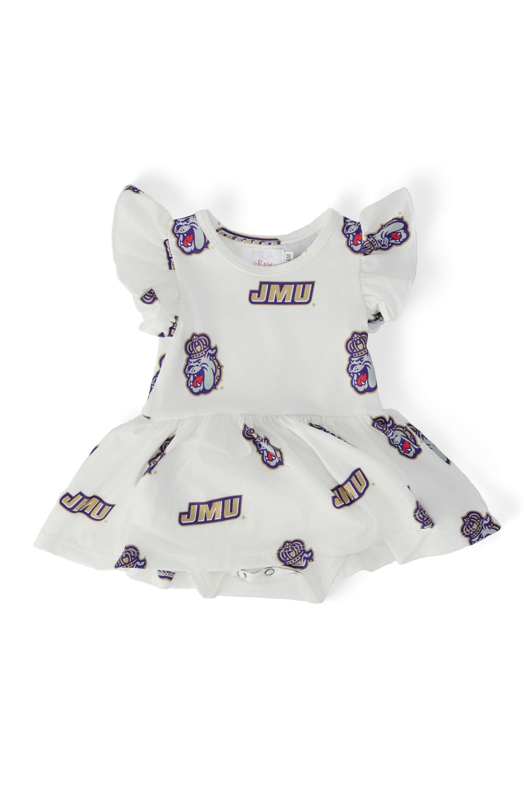 SALE JMU White Duke Dog S/S Flutter Twirl Bodysuit