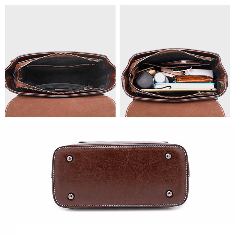 Top Grain Leather Women Backpack Retro Style Leather Rucksack Leather Shoulder Bag For Women