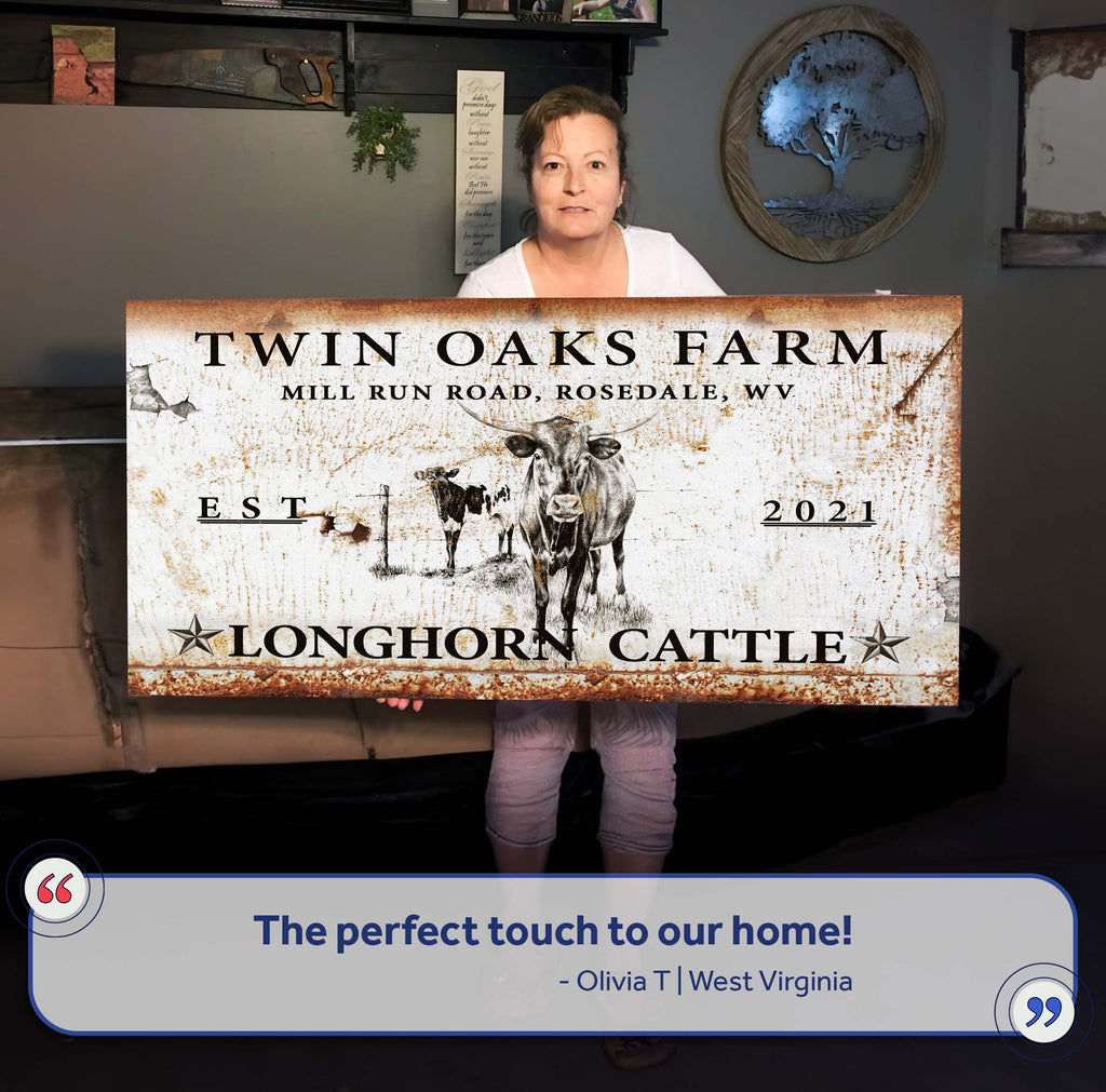 Longhorn Rustic Cattle Sign II