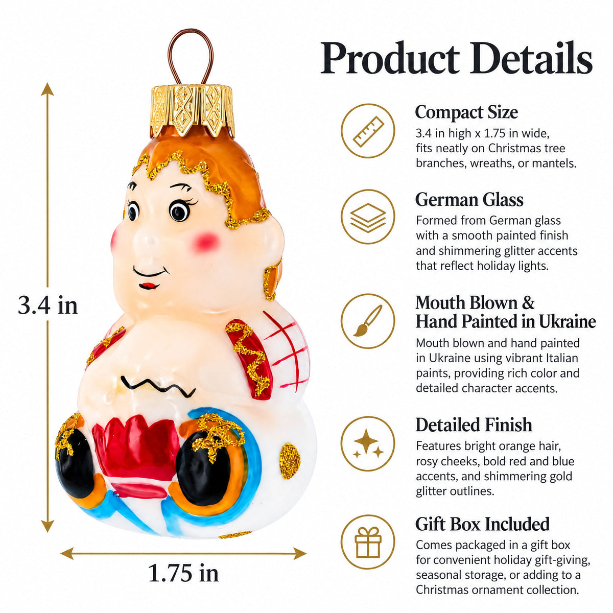 Carlson Fairytale Character Glass Christmas Ornament