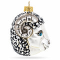 Ram Head with Blue Eyes Glass Christmas Ornament