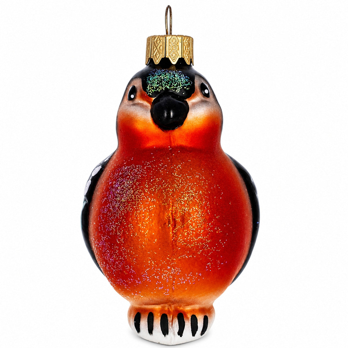 Bullfinch Bird Glass Christmas Ornament