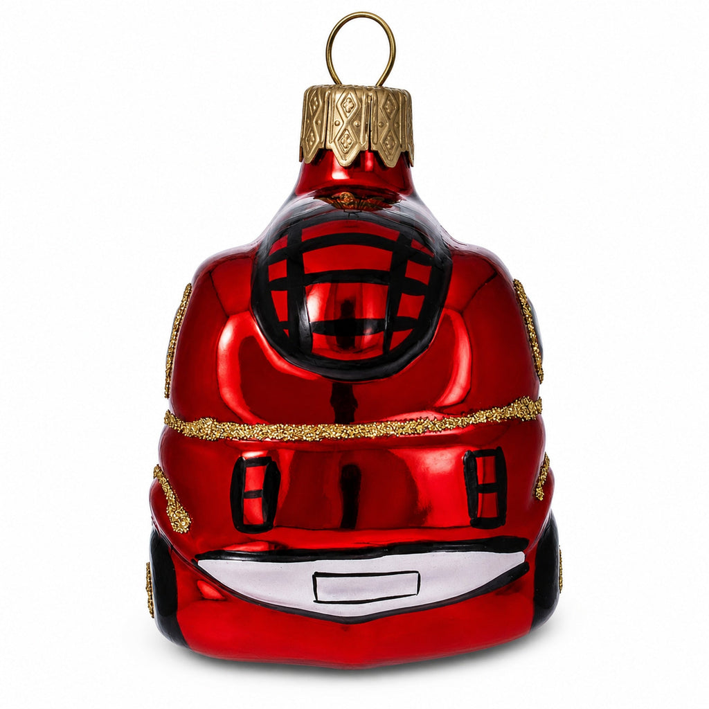 Red Firefighting Truck Mini Glass Christmas Ornament