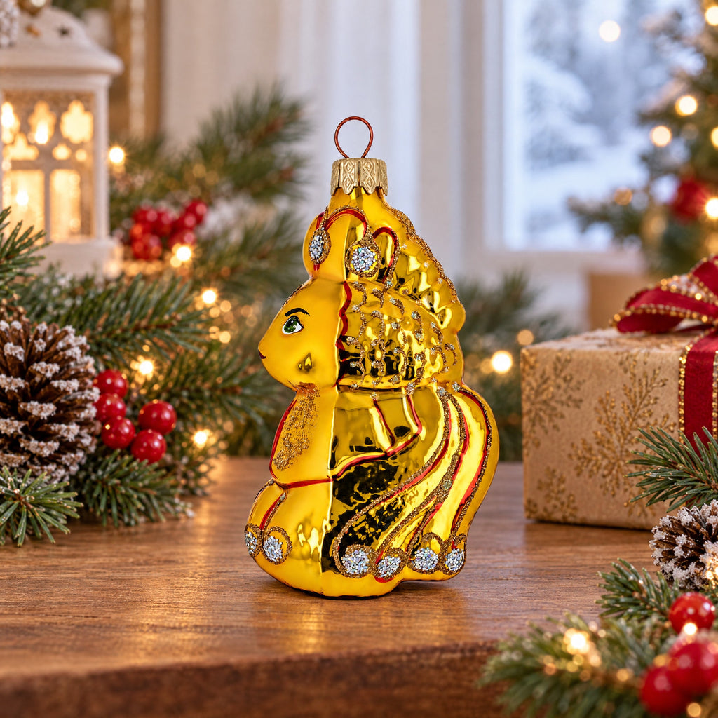 Shiny Goldfish with Scales Glass Christmas Ornament