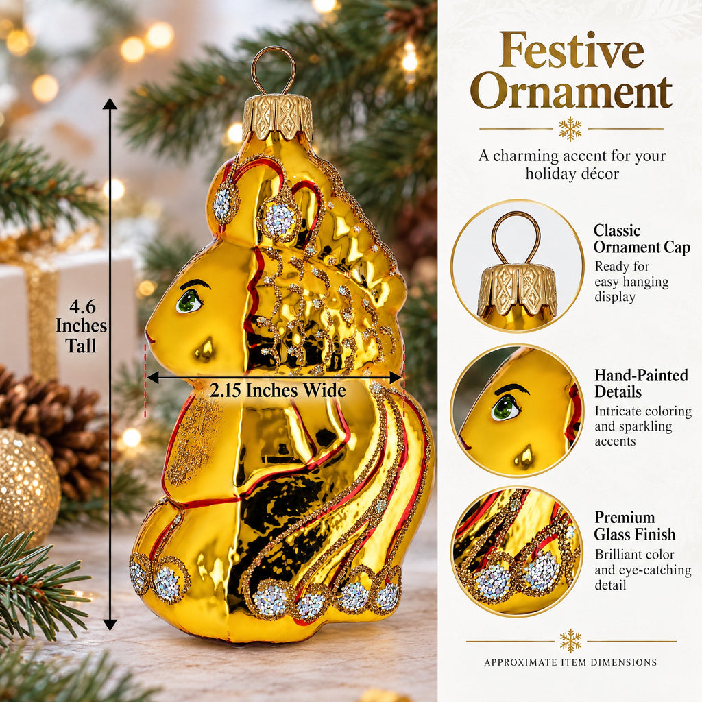 Shiny Goldfish with Scales Glass Christmas Ornament