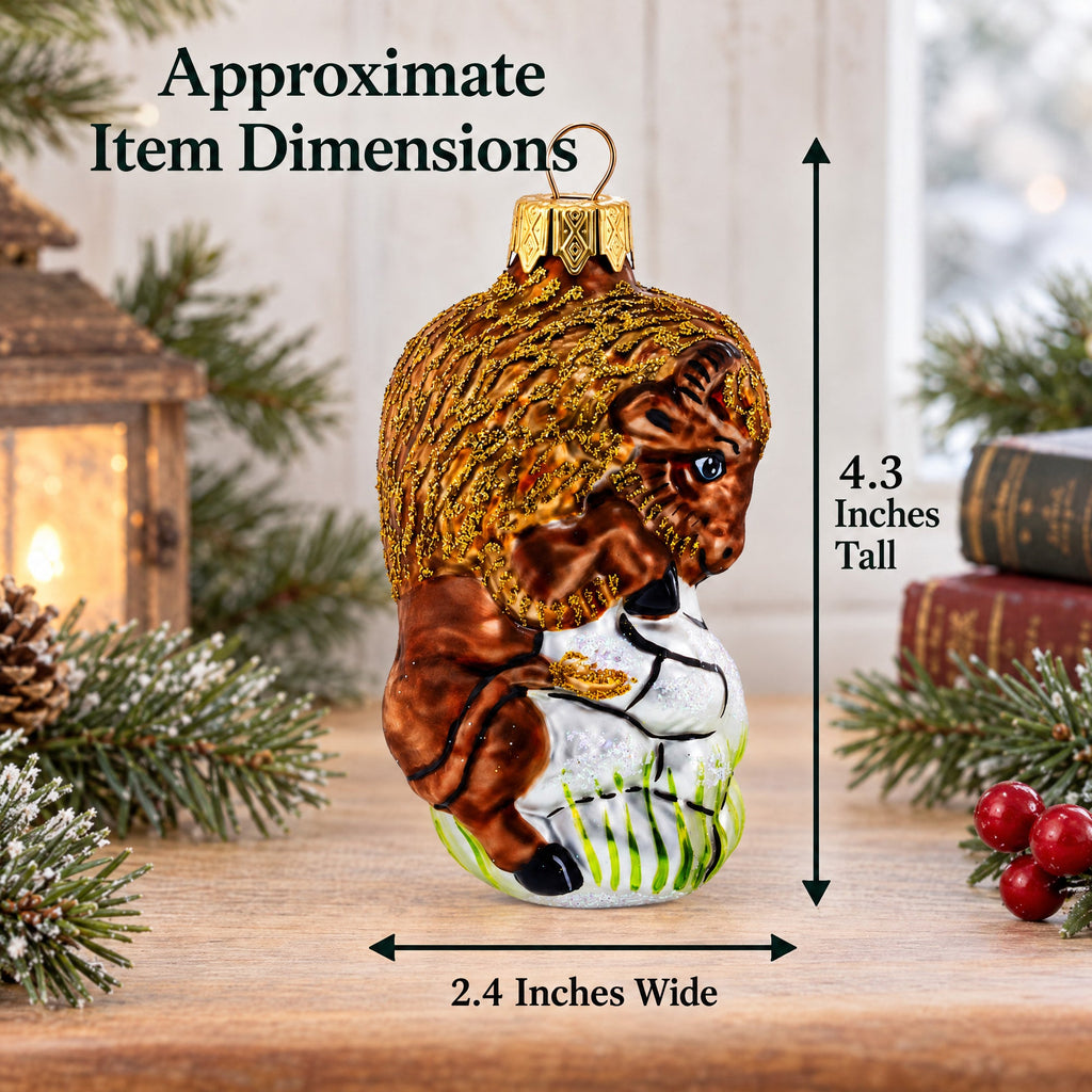 Bison Glass Christmas Ornament