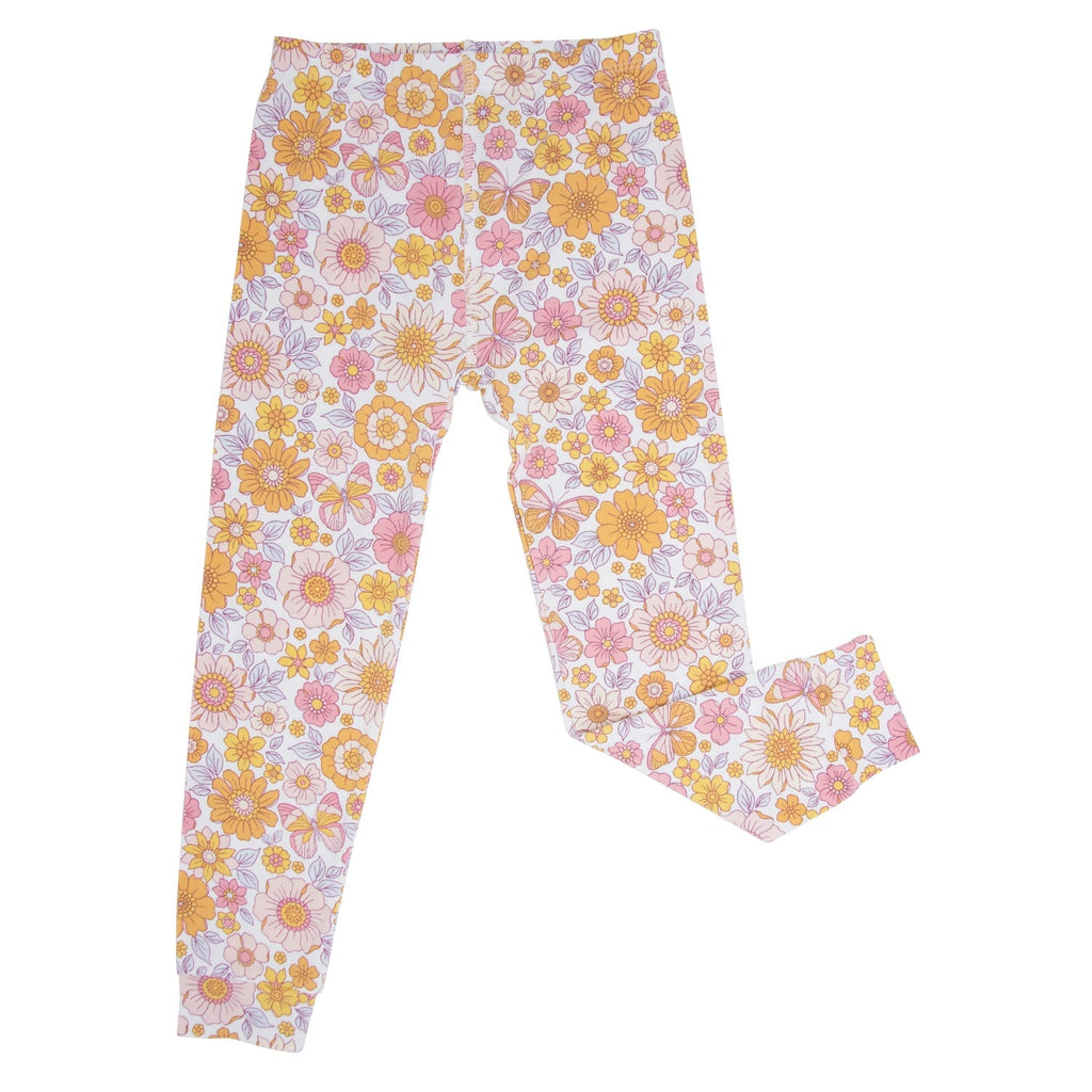 Retro Vintage Flowers Big Kid Pajama Set
