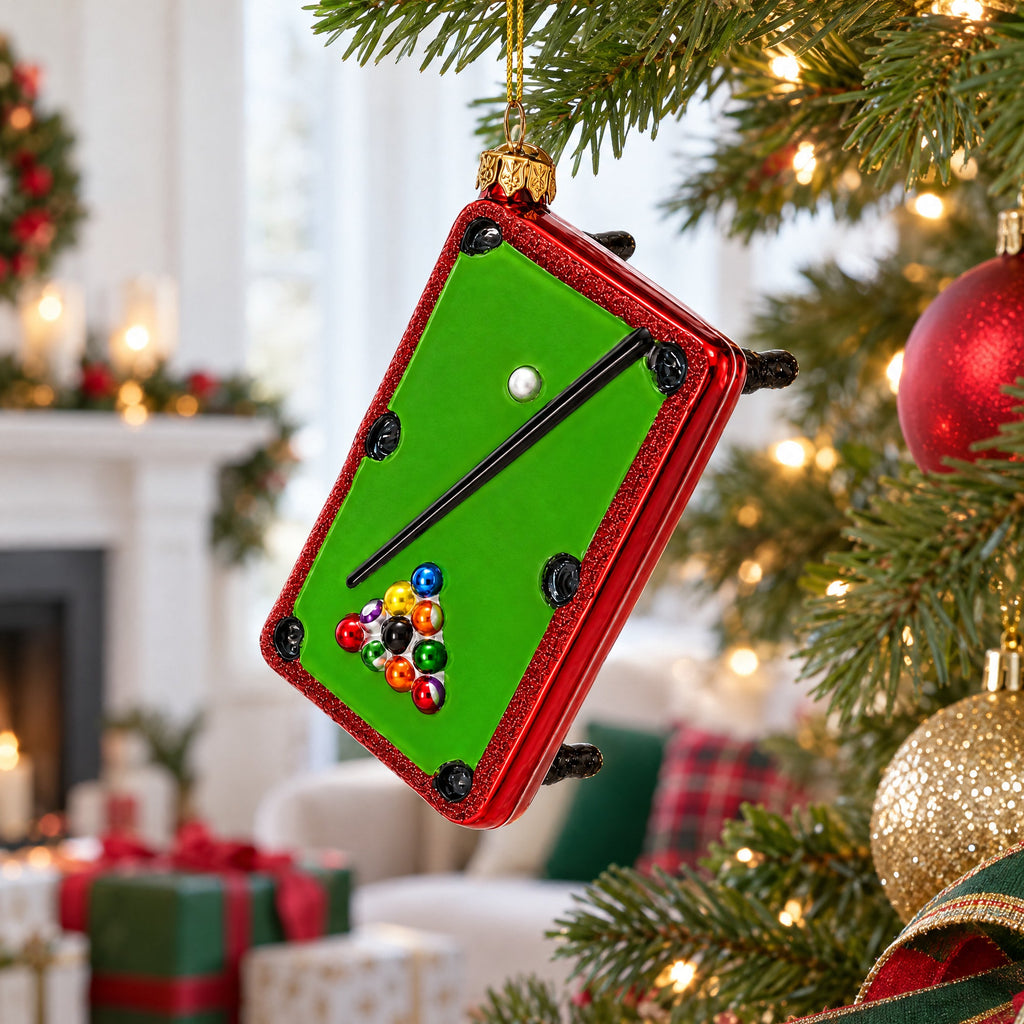 Billiard/Pool Table Glass Christmas Ornament