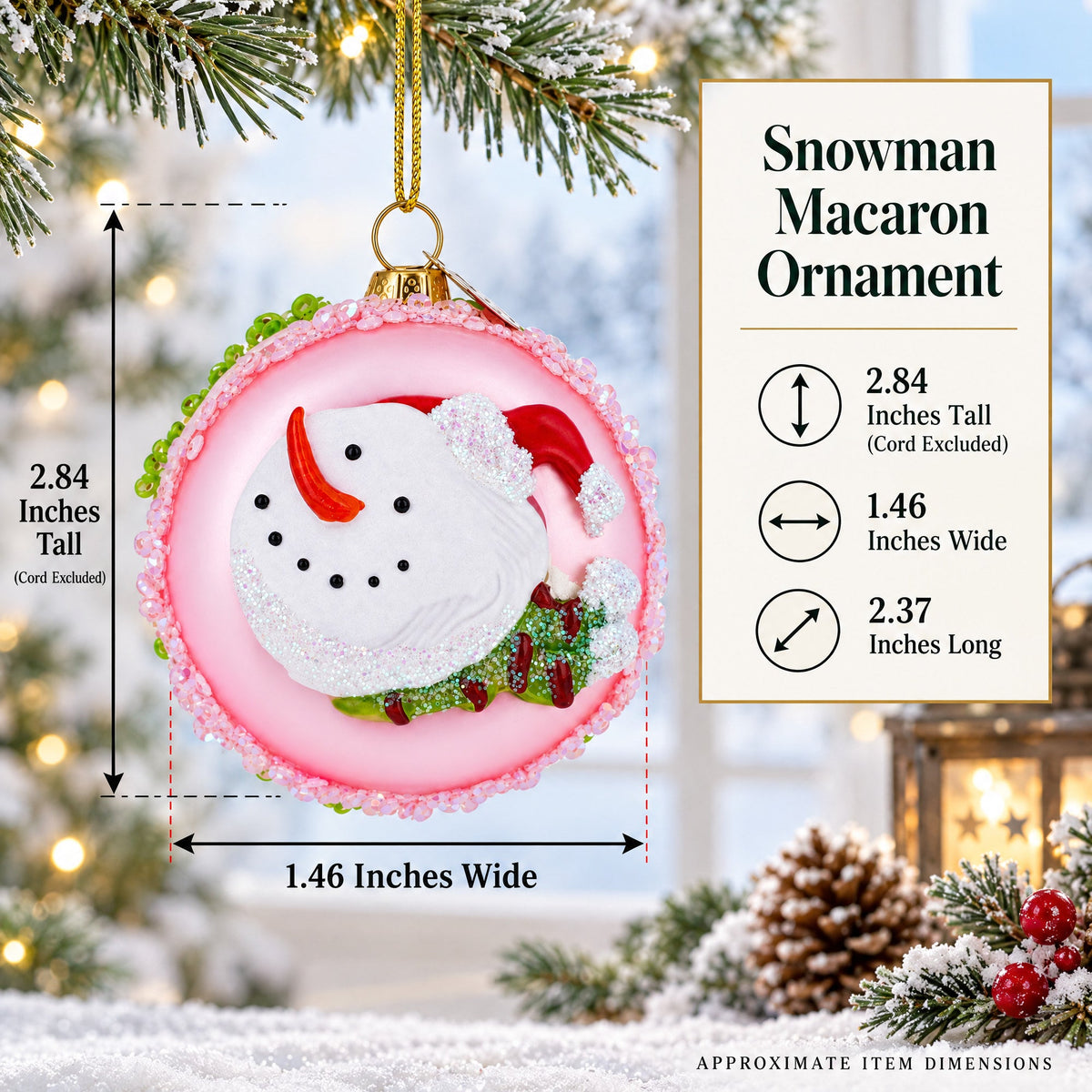 Macarons Mini Glass Christmas Ornament