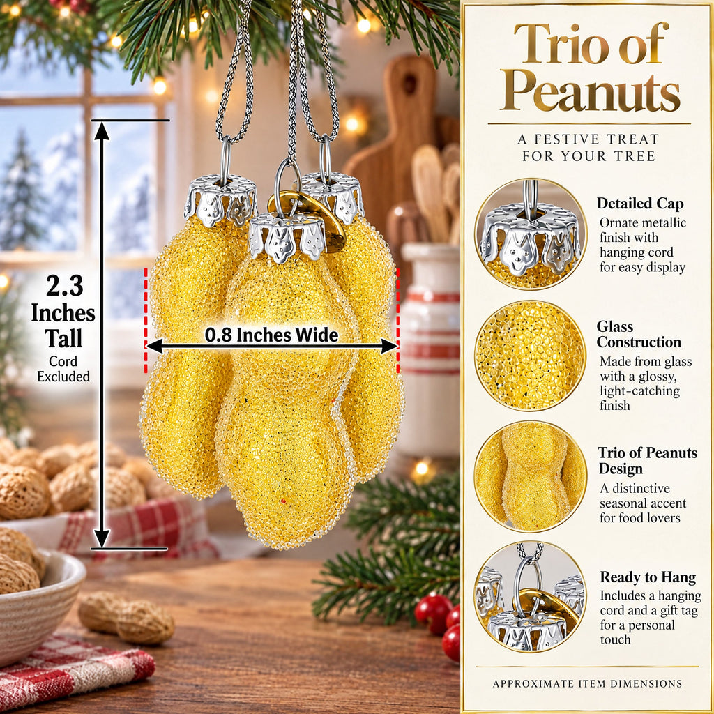 Trio of Peanuts Glass Christmas Ornament