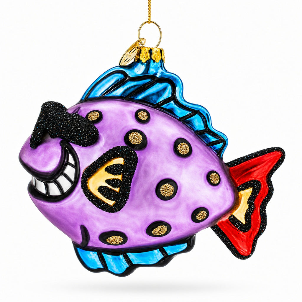 Cool Fish Wearing Sunglasses Glass Christmas Ornament