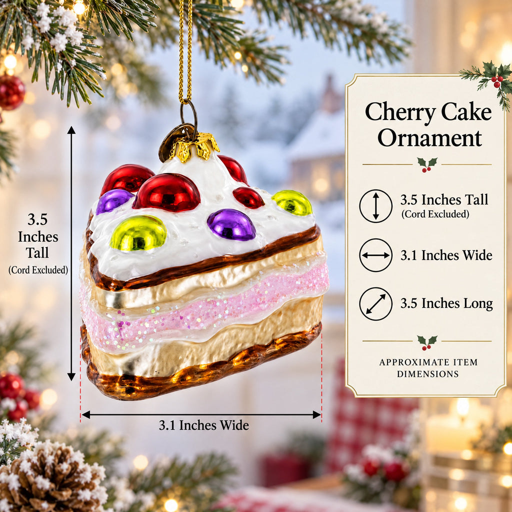 Cherry Cake Glass Christmas Ornament