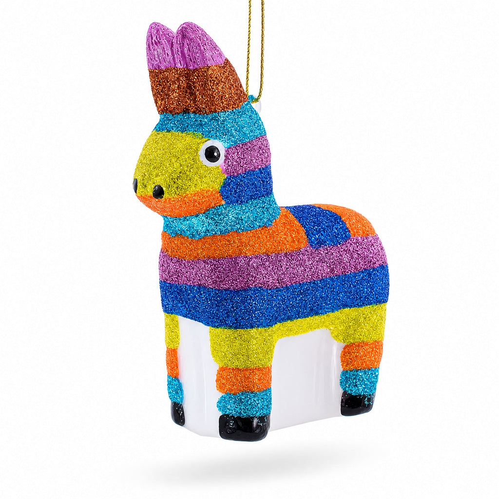 Donkey Pinata Glass Christmas Ornament