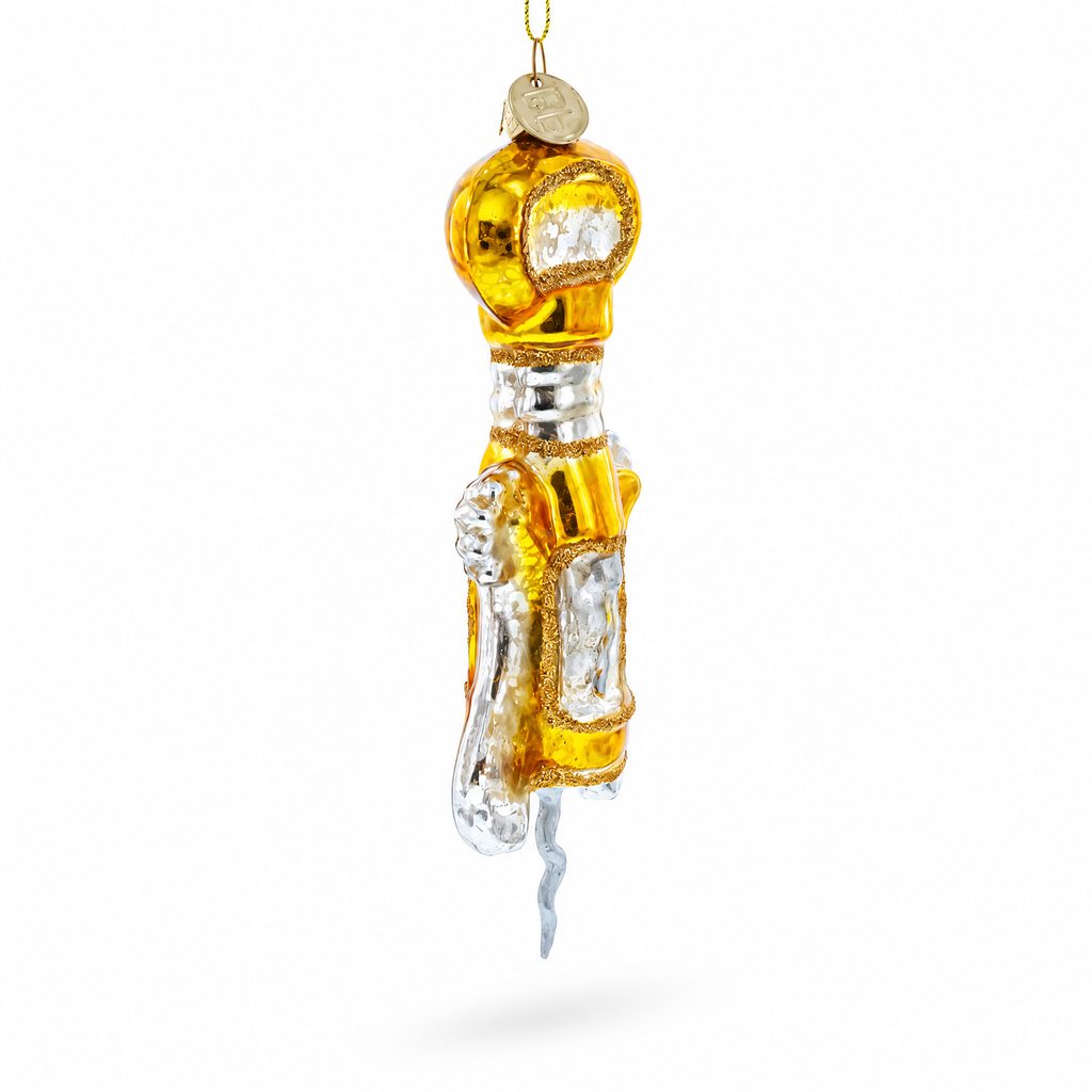 Gold and Silver Corkscrew Glass Christmas Ornament