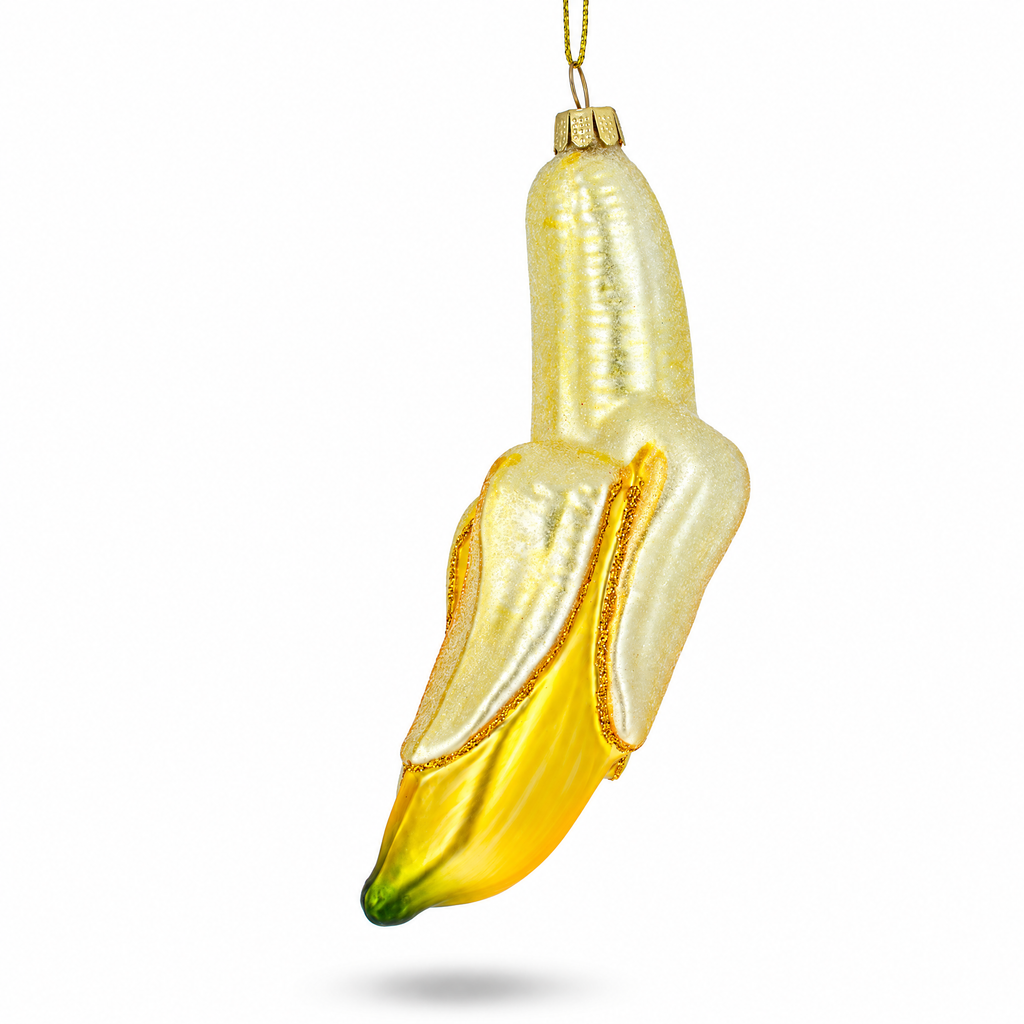 Peeled Banana Glass Christmas Ornament