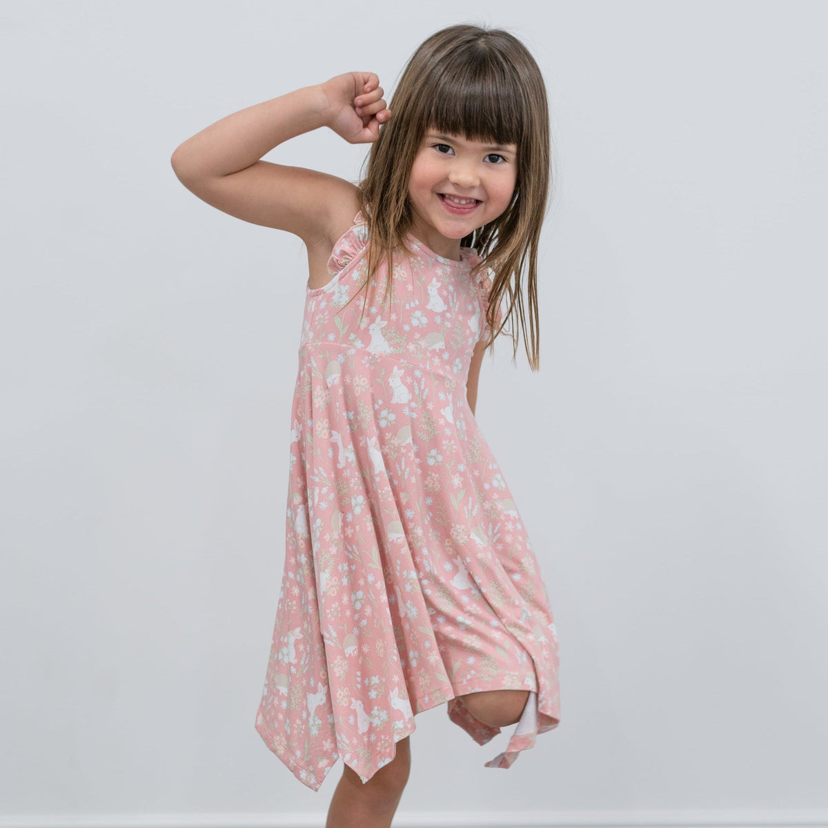 Pink Bunny Floral Emma's Racerback Dress