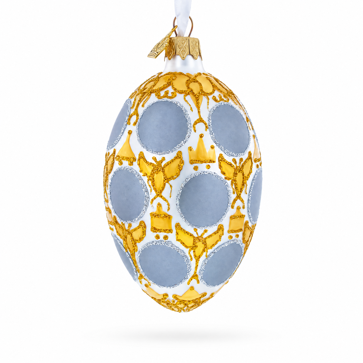 1913 Romanov Tercentenary Royal Glass Egg Ornament 4 Inches