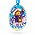 Girl Giving Candy to Squirrel Wooden Christmas Ornament