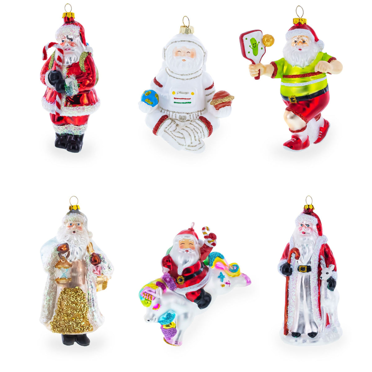 Hunter Santa Glass Christmas Ornament